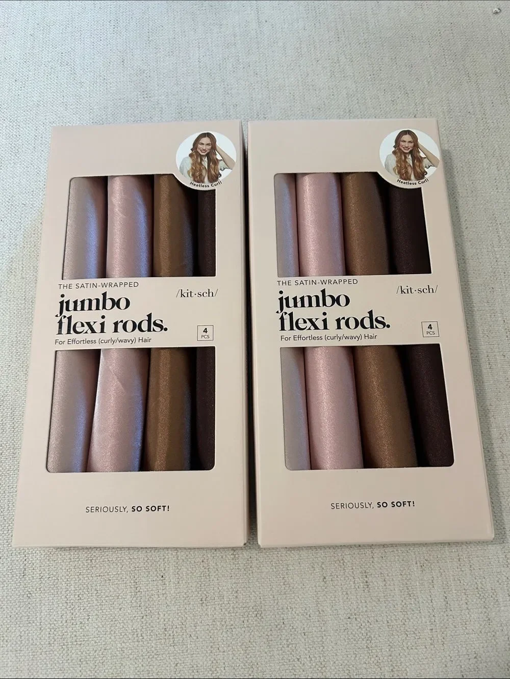 Kitsch BUNDLE OF Satin Jumbo Flexi Rods Hair Rollers, Rosewood, 8 rollers, NWT